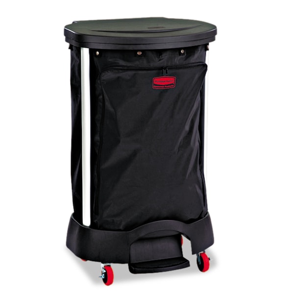 Rubbermaid Commercial Step-On Linen Hamper Bag, 30 gal, 13.38w x 19.88d x 29.25h, Nylon, Blk FG635000BLA - main